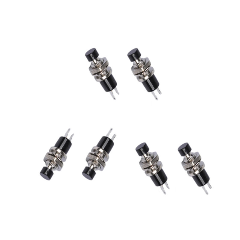 10PCS PBS-110 ON/OFF Push button Black Mini Lockless Momentary Switch
