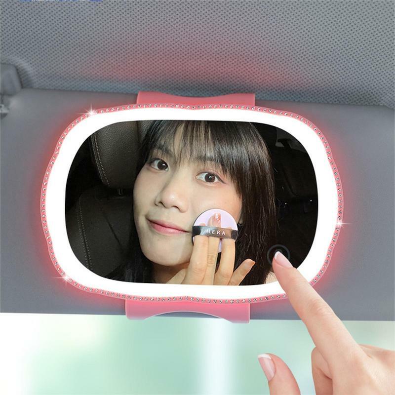 Lustro kosmetyczne samochodowy HD lustro do makijażu z możliwością przyciemniania jasności ładowalny samochód lusterko kosmetyczne z ekranem dotykowym wnętrza samochodu