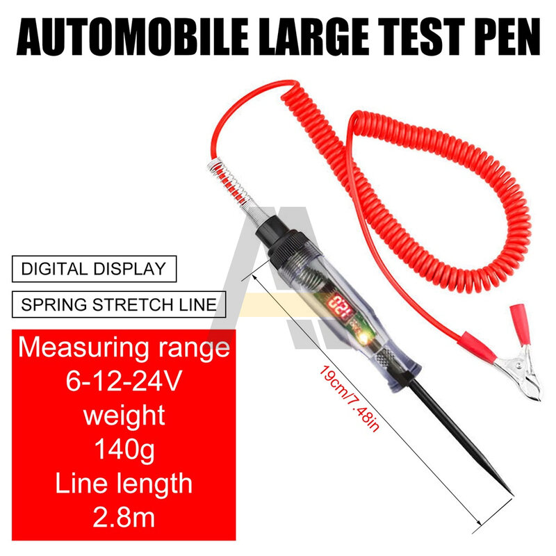 3-36V 6-24V DC Car Truck Voltage Circuit Tester Digital Display Electric Pen Probe Pen Light Bulb Automobile Diagnostic Tools