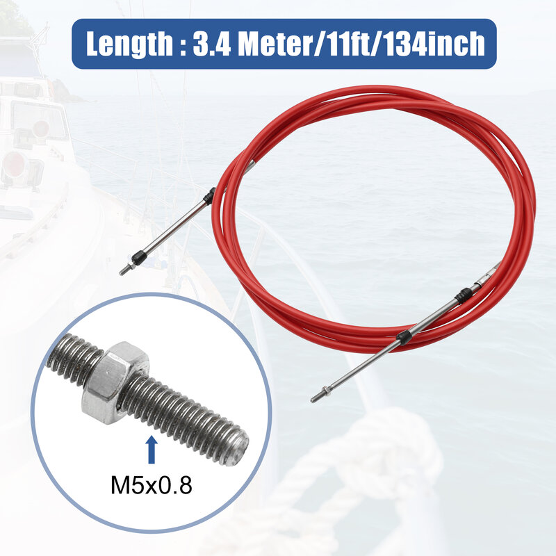 Motoforti 2pcs 6-19ft 1.8M-5.8M Marine Throttle Shift Remote Control Box Cable for Outboard Engine Boat Motor Steering System
