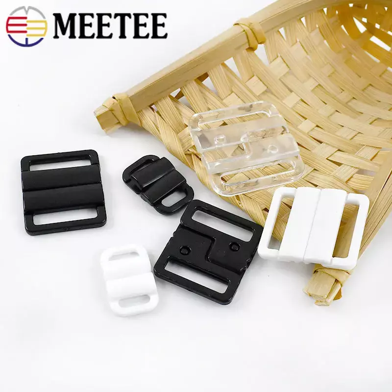 Meetee-Conjunto de botones cuadrados de resina respetuosos con el medio ambiente, hebilla de plástico de 10/15/20/25mm, accesorios de sujetador para ropa interior de traje de baño, costura DIY, 100 unidades