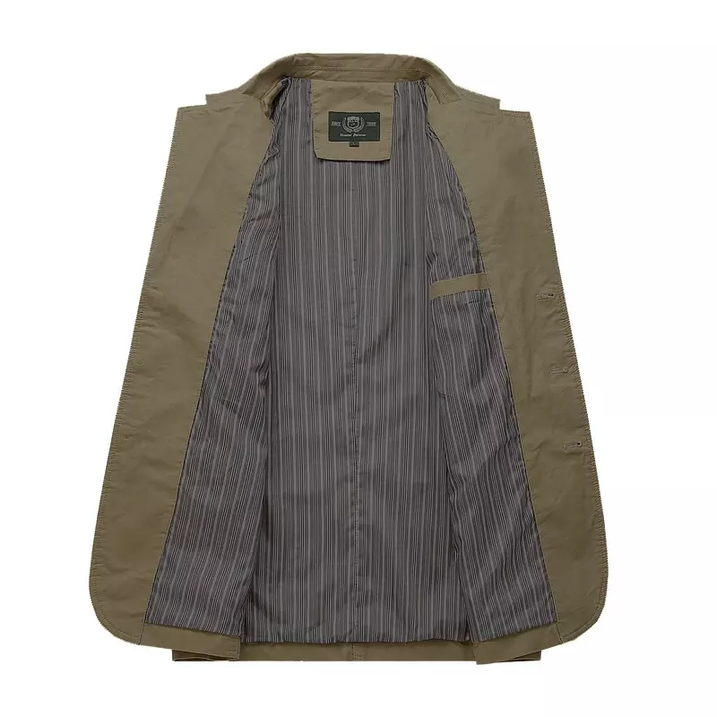 Куртка мужская демисезонная из чистого хлопка, однотонная Повседневная стильная винтажная одежда, пиджак, уличная одежда
