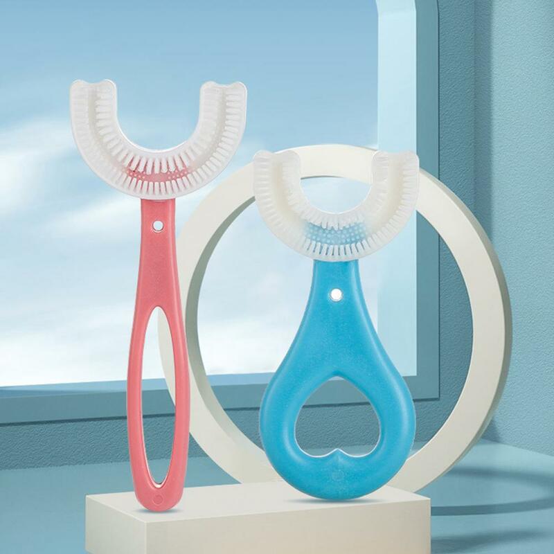 Модная детская зубная щетка, легкая зубная щетка для малышей с поворотом на 360 градусов, зубная щетка U-образной формы для чистки детей ясельного возраста с мягким мехом