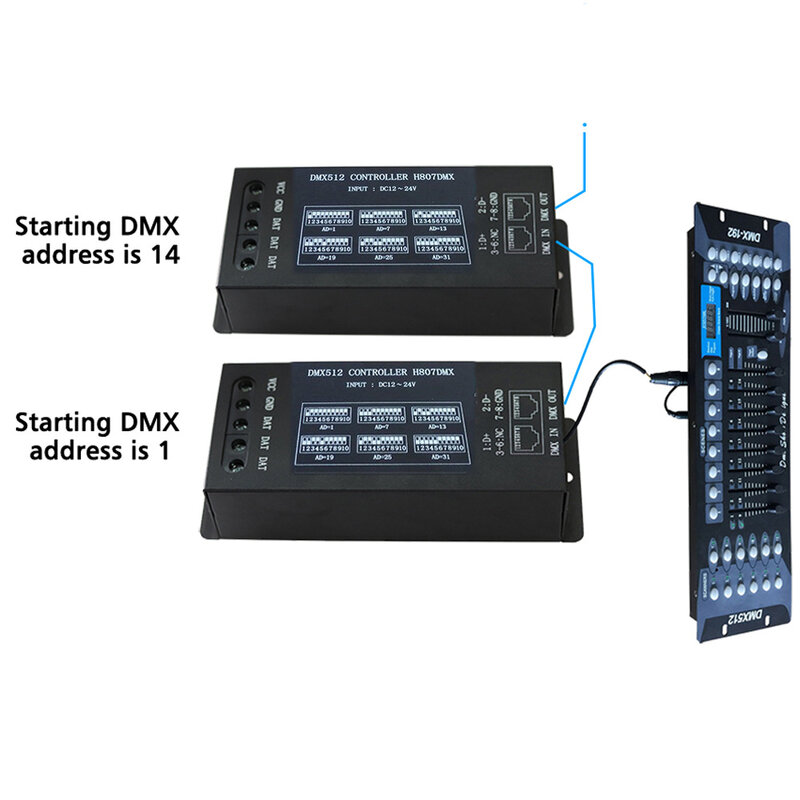 Dekoder H807DMX DMX512 konsola maks. 1024 pikseli LED punkt kontroler światła dla WS2812 WS2813 UCS1903 SK6812 pikseli taśmy LED