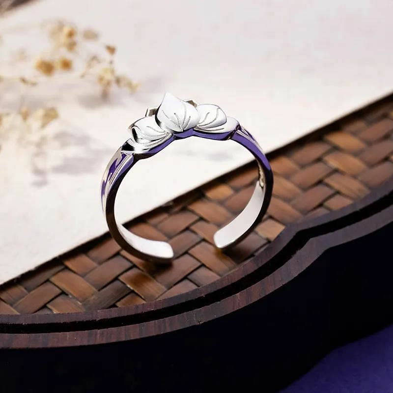 Anime arcymistrz demonicznej uprawy Jiang Cheng MDZS Lotus S925 pierścionek na palec prezent dla kobiet mężczyzn pary pierścienie regulowane