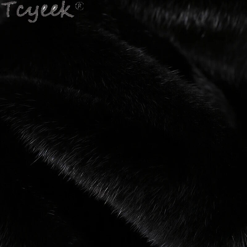 Tcyeek-Chaleco de piel de visón Natural para mujer, chaquetas sin mangas de visón entero, chalecos de piel Real, estilo corto cálido, invierno, 2023