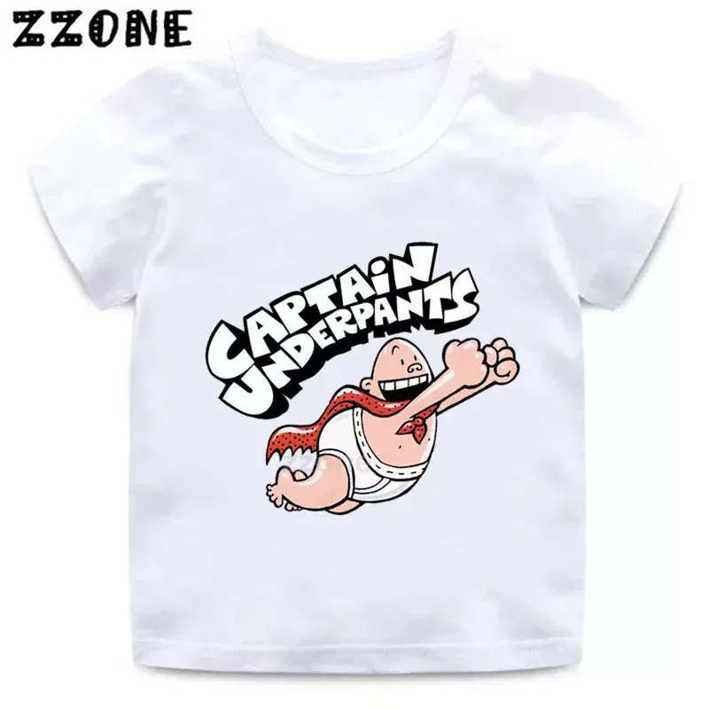 Boys and Girls Captain Underpants Cartoon Print T shirt Kids Funny Casual Clothes Baby Tops Children Summer Short Sleeve T-shirt