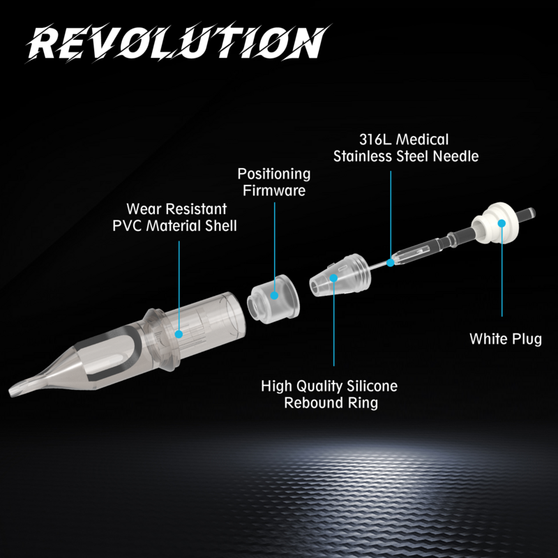 EZ Revolution 카트리지 타투 바늘, 영구 메이크업, 0.30mm, 0.35mm, RL RS M1 RM, 로타리 카트리지 타투 기계 펜, 50 개