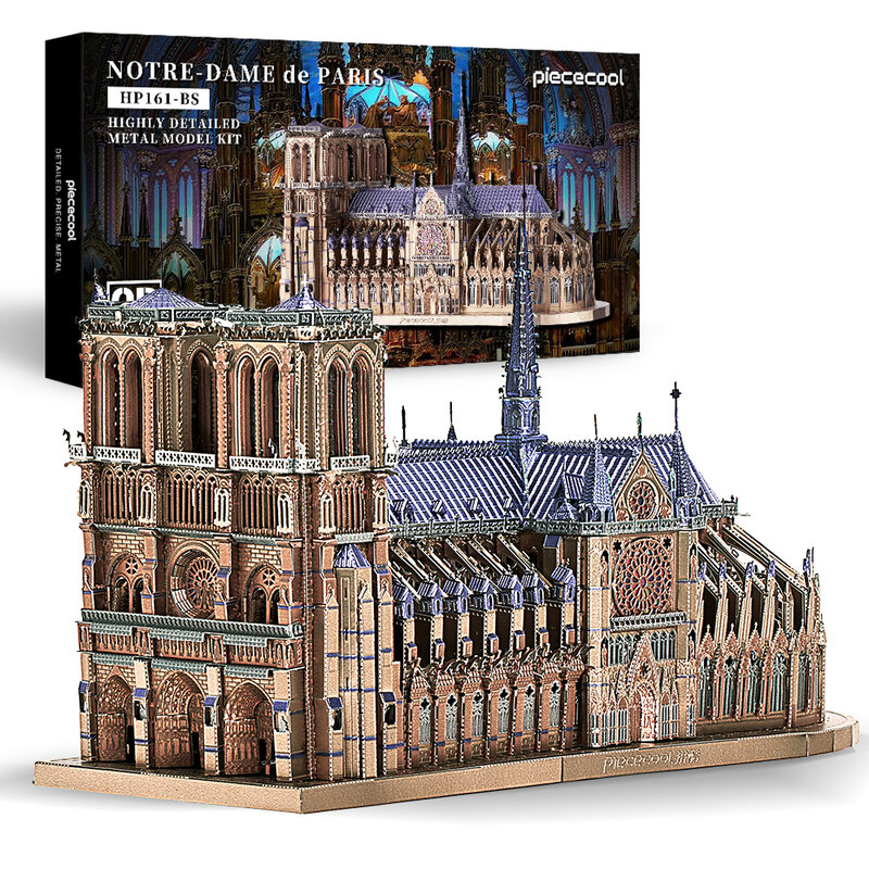 Piececool Jigsaw Puzzle Logam 3D, Katedral Notre-dame Paris Mainan Kit Bangunan Model DIY untuk Hadiah Ulang Tahun Dewasa