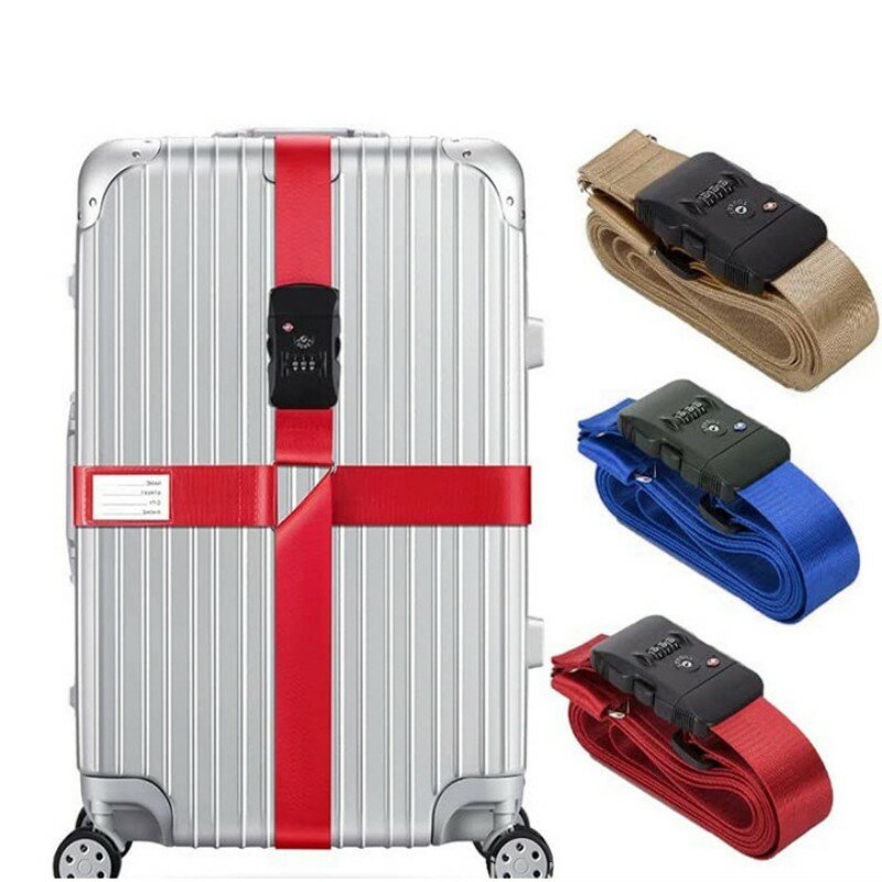 High Quality Travel Luggage Strap with TSA Combination Lock Name Card Adjustable Suitcase Packing Belt Abroad Binding Straps