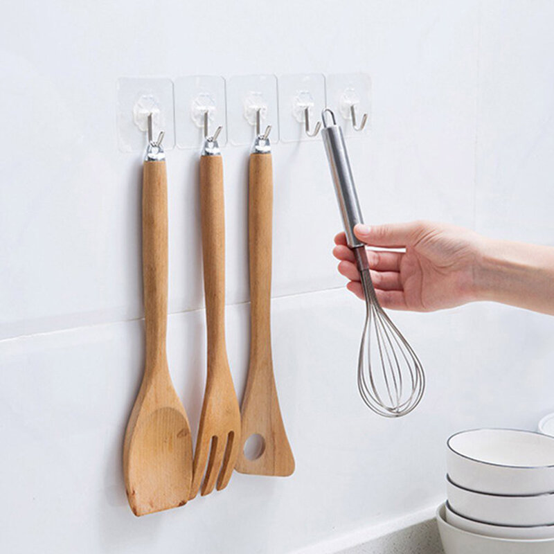 1*Transparent Strong Sticky Wall Hanging Nail-free Hook Kitchen Bathroom Transparent Hook Suction Cups Storage Wall Holder