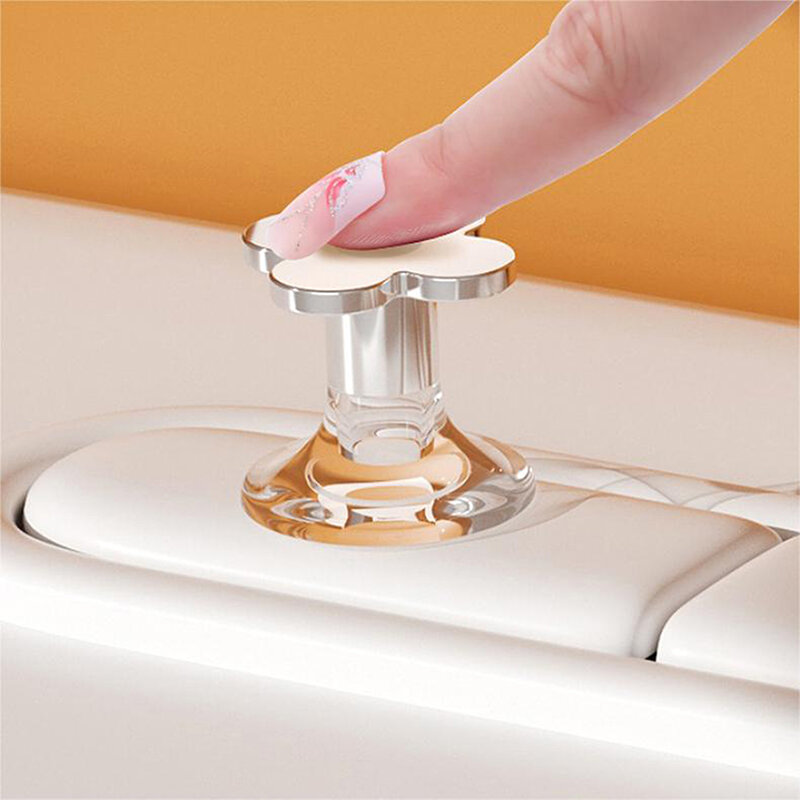 Handle Toilet Press Button Flower Shaped Press Tank Push Switch Multi Functional Wardrobe Drawer Handle Home Tools