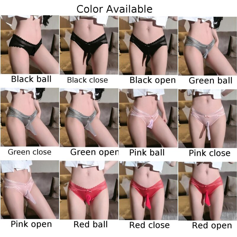 Men Lace Seamless Sexy Underwear Low-Waist G-Strings Solid Bulge Pouch Briefs Sissy Panties Breathable Silky Thong