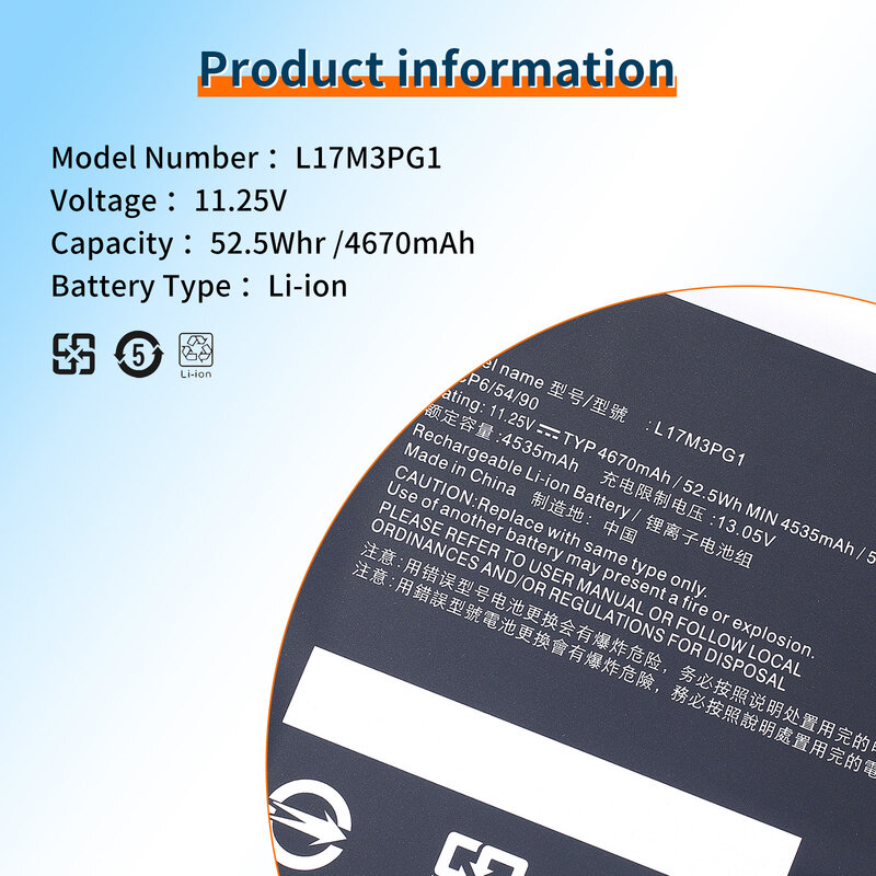 Bateria para Lenovo Legion, BVBL, 17M3PG1, L17M3PG2, Y530, Y540-15IRH, Y530-15ICH, Y7000, Y7000P, L17C3PG1, L17L3PG, L17M3PG3, L17C3PG2