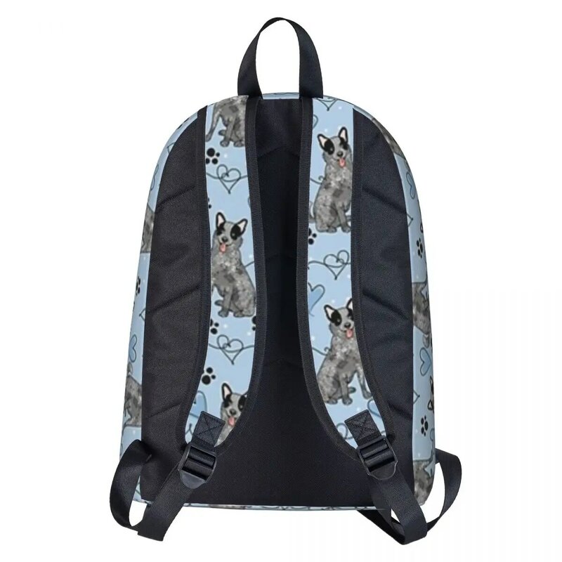 LOVE Blue Heeler Australian Cattle Dog Backpacks, Student PleBag, Initiated Laptop Rucksack, Fashion Travel School Bag