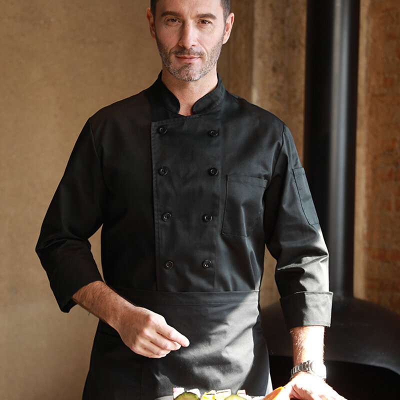Uomo Chef camicie donna cucina cappotto da cucina manica corta/lunga Chef abiti da lavoro ristorante Hotel cameriere uniforme giacche da cuoco
