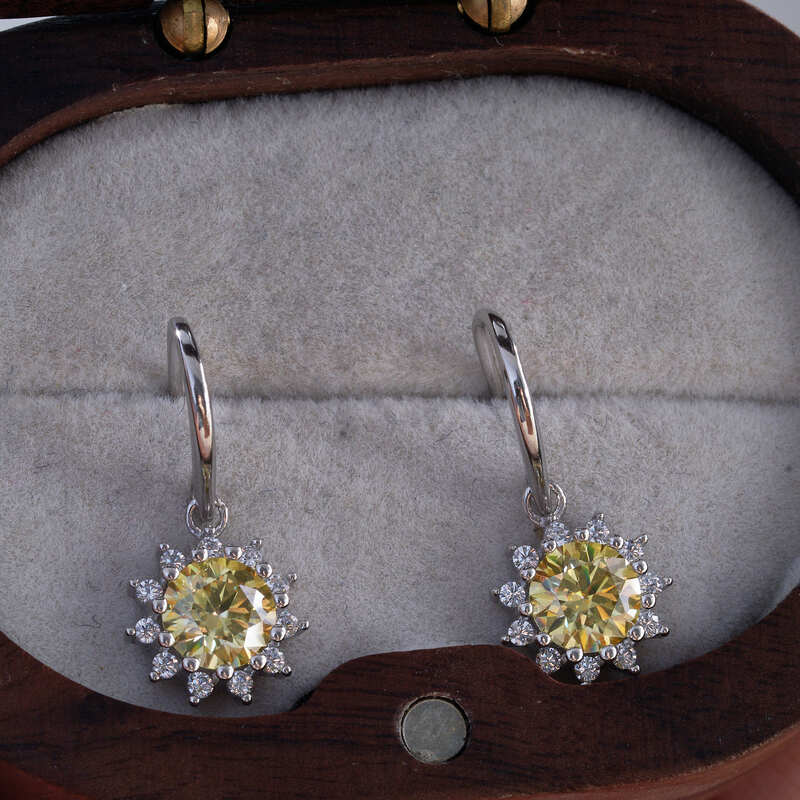 JoiasHome-pendientes de plata de ley S925 con piedras preciosas de moissanita de color d, redondos, 1ct, adecuados para mujeres, para ir a fiestas y dar regalo