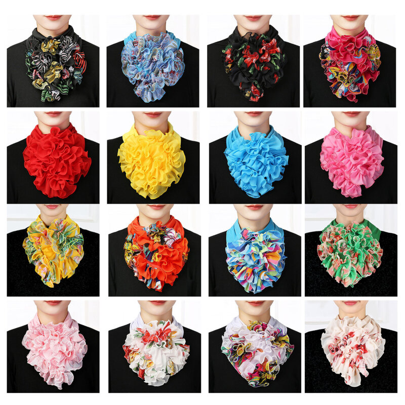 Guarda de pescoço floral coreano para mulheres, colar falso, cachecol de cobertura, seda de gelo, protege o colo cervical, pescoço elástico de babador