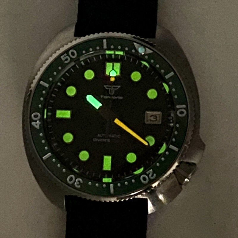 Relógio automático de mergulho masculino Tandorio, relógio de pulso tartaruga impermeável, NH35 Movt Sapphire Crystal do Japão, 20Bar