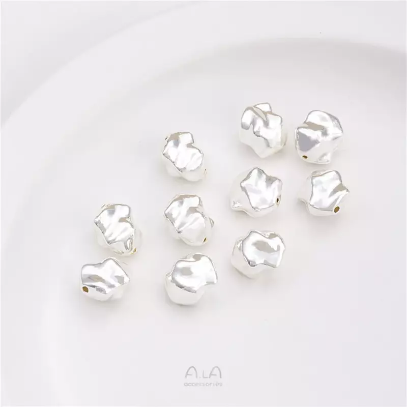 Optique-Perles triangulaires en pierre en forme d'argent, petites perles séparées en or cassé, perles irrégulières adt, accessoires de bracelet à cordes bricolage