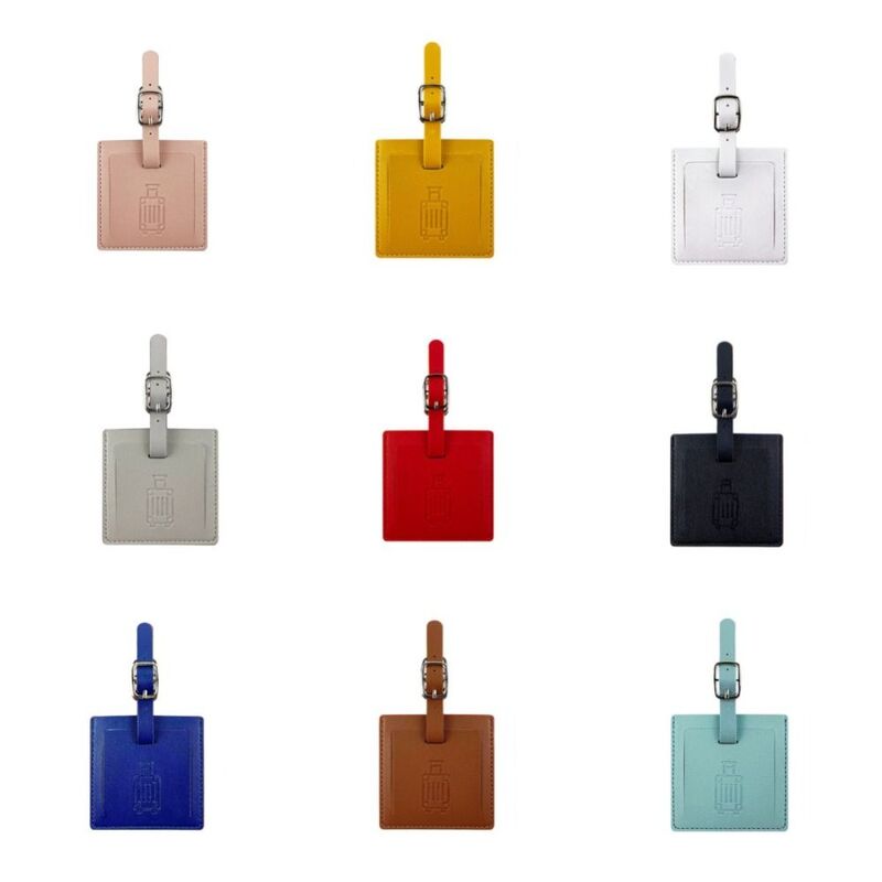 Square Shape PU Luggage Tag Boarding Pass Travel Accessories Airplane Suitcase Tag Address Label Colorful Baggage Name Tags