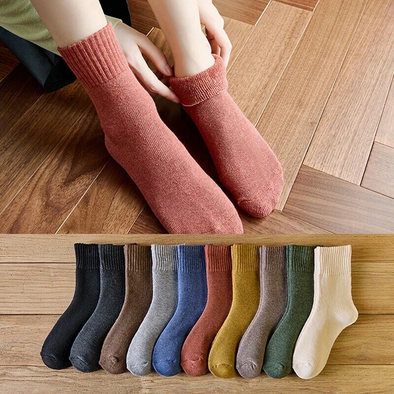 1Pairs Winter Warm Women Socks Wool Male Men Socks Super Thicker Solid Socks Merino Wool Socks Cold Protection Snow Terry Socks