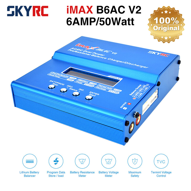 SKYRC Pengisi Daya Lipo IMAX B6 EVO B6 V2 B6 Mini B6AC V2 Pengisi Daya Baterai Penyeimbang Pengisi Daya dengan Sensor Suhu Adaptor 6A 1-6S