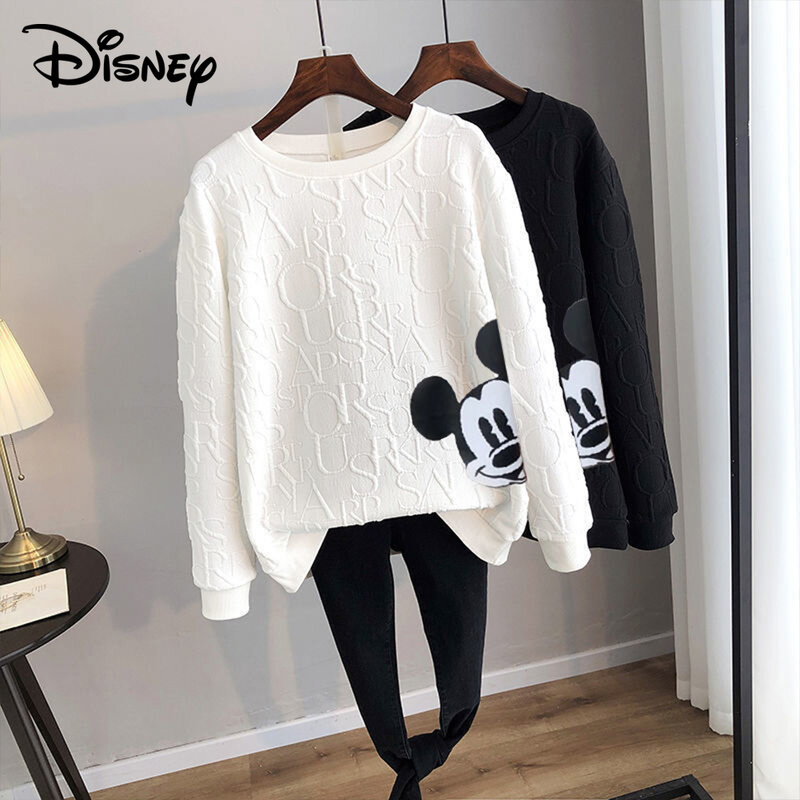 Disney 2023 Anime Fashion Mickey Mouse Print Loose Sweatshirt Spring Autumn Cartoon Pullover Top Clothing