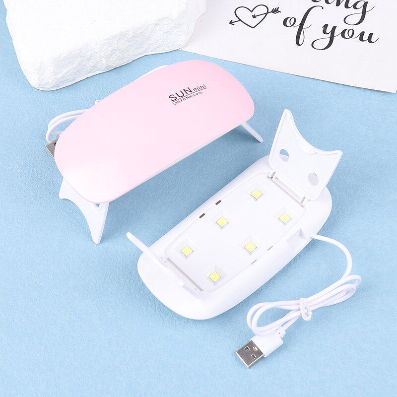 Mini lámpara de uñas UV LED, Máquina secadora de esmalte de Gel, color rosa y blanco, Cable USB portátil, herramienta de secado de uñas para el hogar, 6W