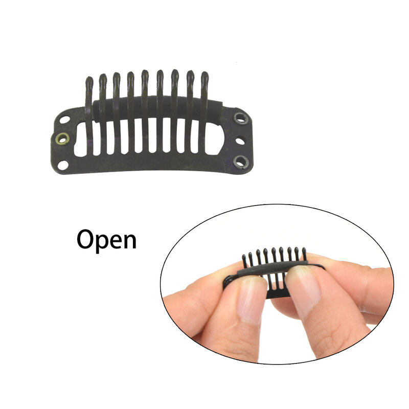 10 Pcs Hair Extensions Clips 9-Teeth Wig Comb Clips Snap Hair Extension Accessories Tool 32mm
