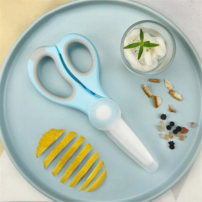 Пищевые комбинаты для малышей, керамические ножницы, портативные ножницы для кормления младенцев с режущей коробкой, Детские принадлежности, детская посуда для здоровья