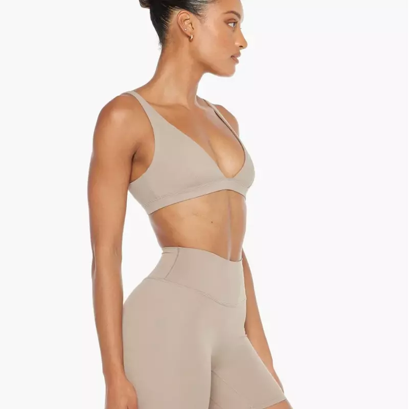 Женский бюстгальтер для йоги телесного цвета Красивая спина амортизирующие уличные брюки для бега фитнеса Спортивное нижнее белье