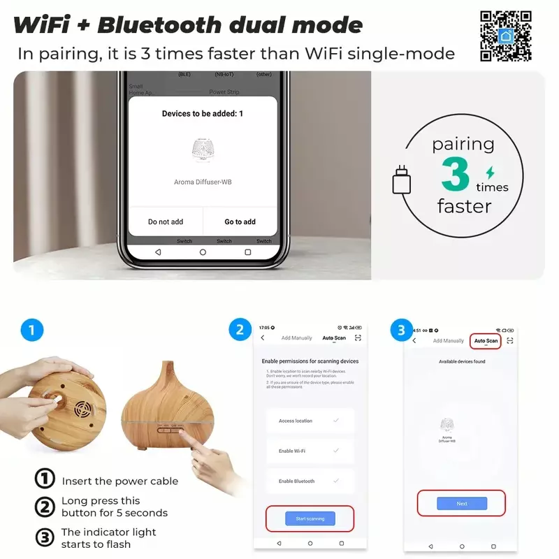WiFi Smart 550ML elektryczny rozpylacz zapachów dyfuzor olejków eterycznych nawilżacz powietrza ultradźwiękowy zdalnie sterowany mgiełka do domu