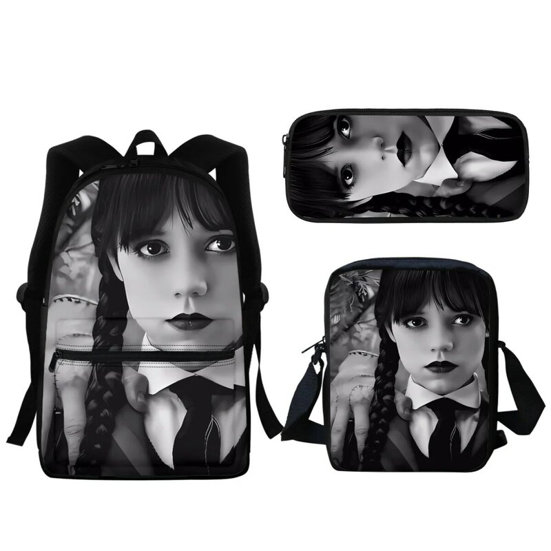 Tas buku hadiah Gothic Rabu Anime dicetak ritsleting anak perempuan ransel horor kualitas tinggi tas sekolah dasar anak-anak 2024