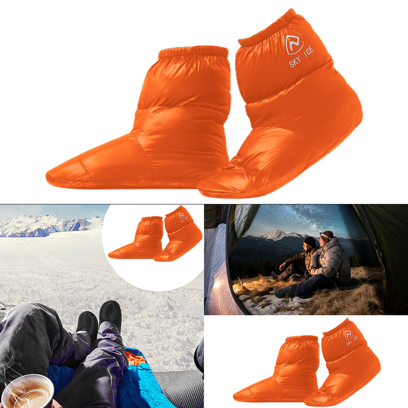 Zapatillas de plumón de pato blanco para hombre y mujer, botines cálidos de invierno, calcetín de cubierta, zapatos de pies de senderismo al aire libre, fundas de botas cálidas, 90%