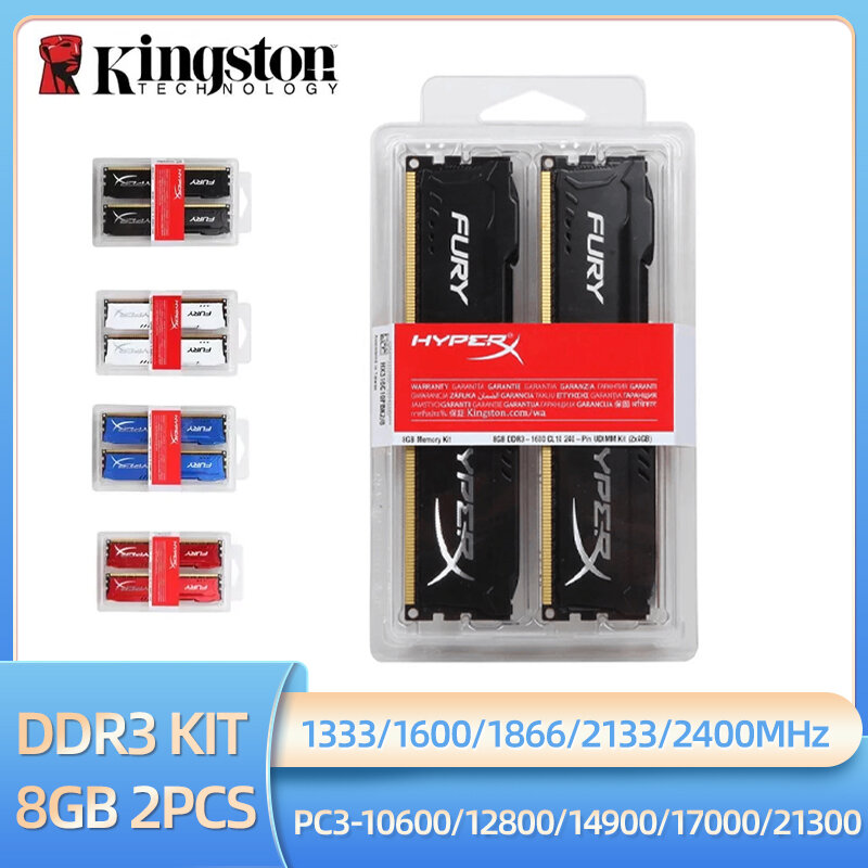 Kingston Memoria DDR3 8GB 16GB (2x8GB) Kit RAM 1600MHz 1333MHz 1866MHz 2133MHz 2400MHz Desktop-RAM 1,5 V Dimm PC3-2, 5 12800