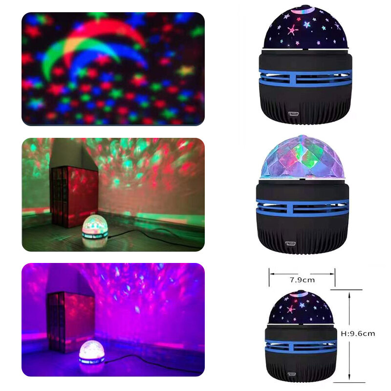 LED Starry Sky Light Projection Night Light Multifunction Bedside Bedroom Atmosphere Lamp Rotating StageLight Projector Lamp