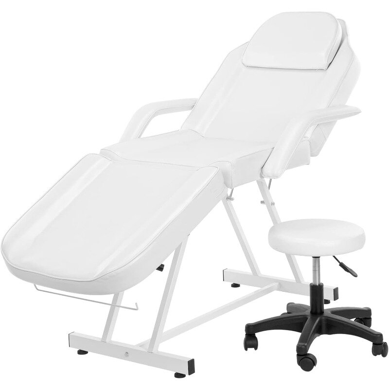 Chaise de tatouage pour salon de massage, lit esthétique avec tabouret hydraulique, table de lit qualifiée ale polyvalente à 3 sections, beauté réglable