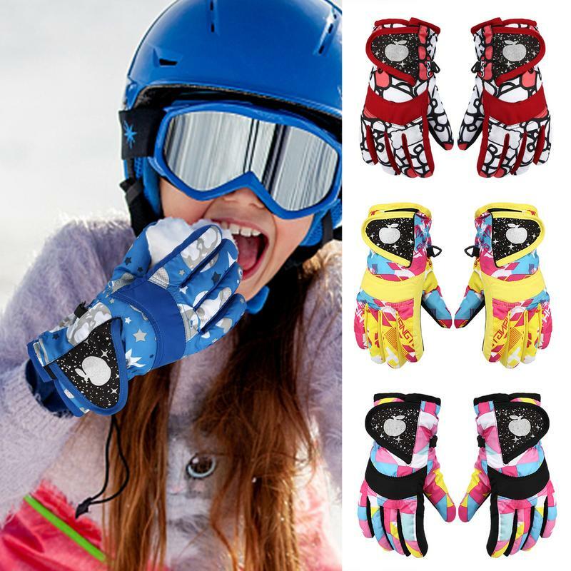 Gants chauds d’hiver pour filles et garçons, gants de ski professionnels imperméables pour la neige, gants coupe-vent pour enfants pour le ski et le snowboard, gants d’équitation