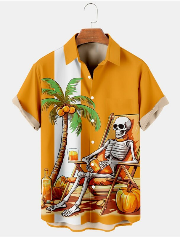Винтажная пляжная Гавайская Повседневная мужская рубашка в стиле ретро, пикантная уличная модная короткая блузка с цветами в стиле Харадзюку, рокабилли