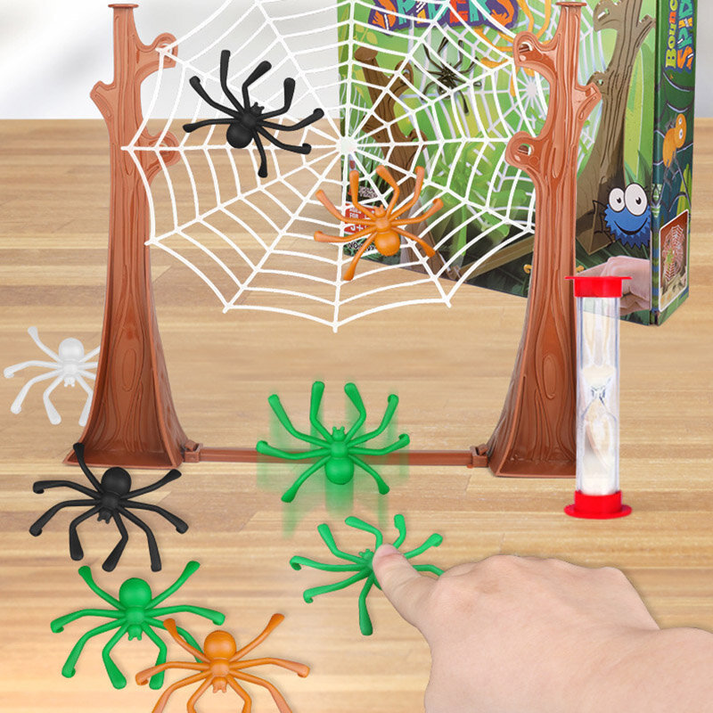 1Set Grappig Stuiterend Spinnenweb Hangend Spel Halloween Speelgoed Spinnenweb Bordspel Party Entertainment Ouder-Kind Interactie
