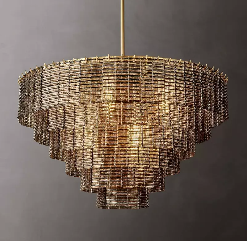 Glass Round Chandeliers Lighting Modern Retro LED Horizontal Brass Chrome Black Lights Living Room Lamp Home Decor