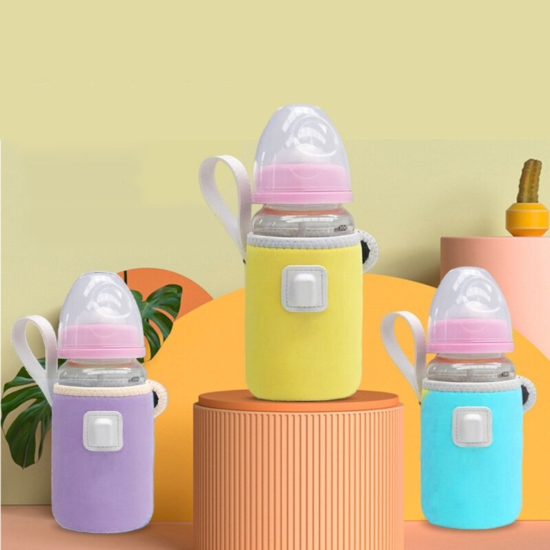 USB-melkverwarmerzakken Reiswaterwarmtehouder met oplaadkabel en handvat Babyflesverwarmer voor autowandelwagen