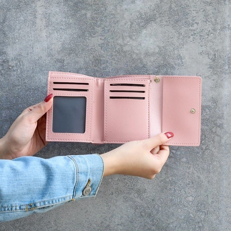 Kurze japanische und koreanische Schnallen weiche Brieftasche Mode Mini Fold Card Bag einfache neue kleine Geldbörse