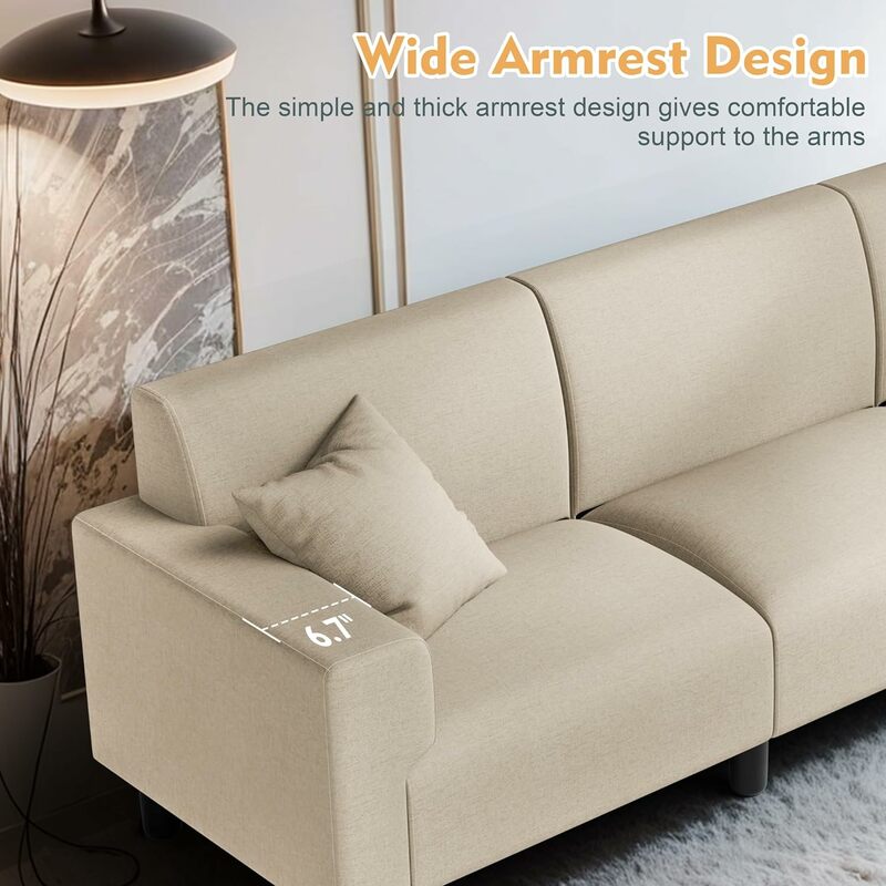 94" Sofa, Modern Sofa Couch with Extra Deep Seats, 3 Seater Sofa for Living Room Apartment, Comfy Couches for Bedroom