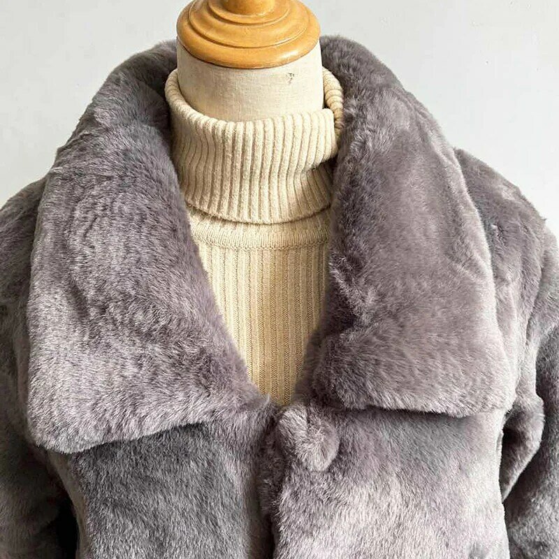 여성용 모조 밍크 모피 코트, 한국 인조 모피 코트, 긴 푹신한 재킷, 캐주얼 겉옷, 겨울 의류, 2023 신상