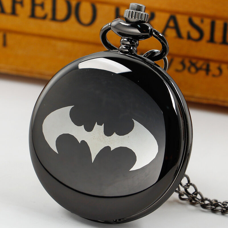 Collana con orologio da tasca al quarzo per studenti per bambini popolare Anime Design Bat Print Pocket & Fob Chain Watches Gift