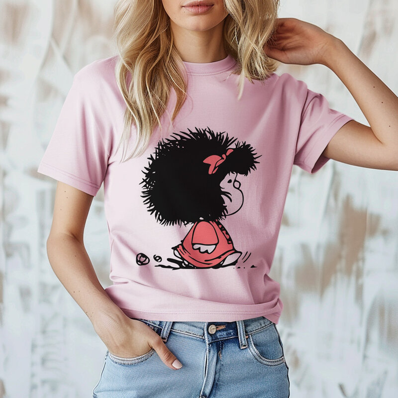 Camiseta de Mafalda para hombre, Camisa estampada de diseñador, ropa divertida japonesa para niño