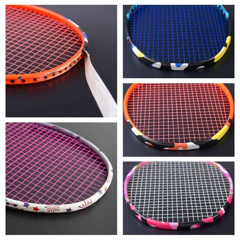 Pegatina de cabeza de raqueta de bádminton multicolor, Protector de marco de raqueta de camuflaje, Reduce el impacto y la fricción, 1,7x25cm