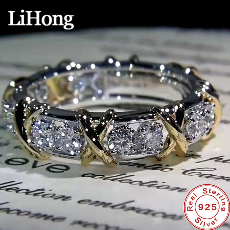 Luxe 925 Sterling Zilveren Ring Interlaced Met Aaa Zircon Ring Voor Een Vrouw Engagement Sieraden Gift